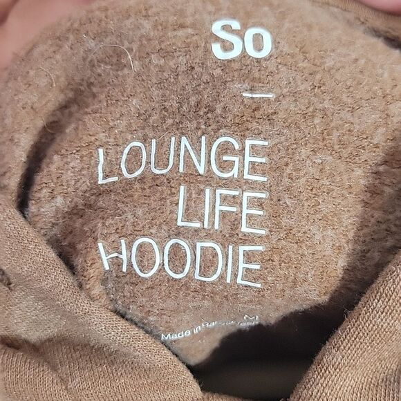 So Lounge Life Raw Hem Cropped 1/4 Zip Fleece Sweater Hoodie-Size Medium - Picture 4 of 6